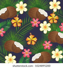tropical garden with coconut
