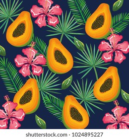 tropical garden with papaya