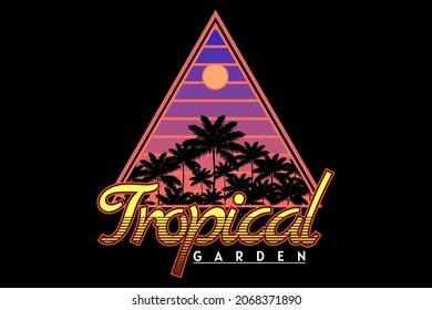 tropical garden retro silhouette design