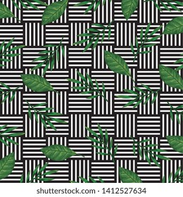 tropical and geometric lines texture background