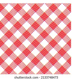 Tropical gingham in orange and pink. Diagonal plaid pattern suitable for fashion, home decor and stationary.