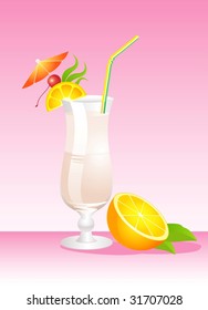 Tropical Glass of Martini - Isolated on a pink Background