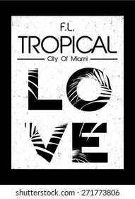 Tropical graphic with slogan in vector