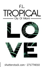 Tropical graphic with slogan in vector