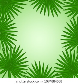 Tropical green background with palm leaves. Vector illustration