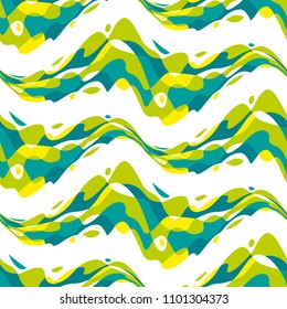 Tropical green colors abstract seamless pattern. Decorative modern geometric repeatable motif for background, wrapping paper, fabric, surface design. stock vector illustration
