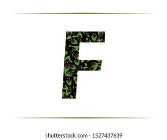 Tropical Green Flower Logo Letter F Icon. F Letter Design Vector Tropical Leaves Logo Icon.