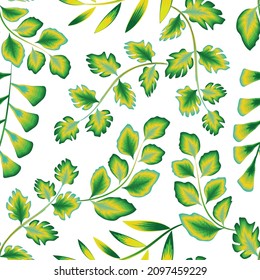 follaje verde tropical sin fisuras patrón diseño de textura de moda sobre fondo blanco. diseño vectorial. decorativo de la naturaleza. fondo de pantalla tropical. huella de la jungla. Tropos exóticos. Diseño de verano