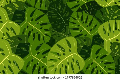 Tropical green foliage vector background