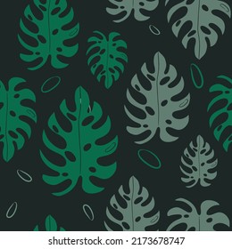 Fondo de hojas verdes tropicales sin soldadura Vector
