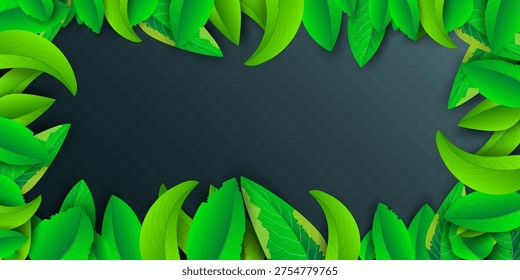 Tropical Green Leaves Frame Background