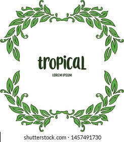 Tropical of green leaves, isolated on white background. Vector