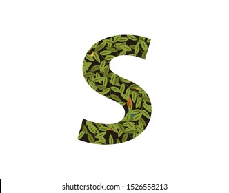 Tropical Green Leaves Logo Letter S Icon. S Letter Design Vector Tropical Leaves Logo Icon.