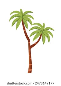 Palmera verde tropical con hojas Ilustración vectorial de diseño de dibujos animados simple aislado sobre fondo blanco