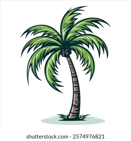 Tropical Green palm Tree vector Illustration for Nature Themes on white background 