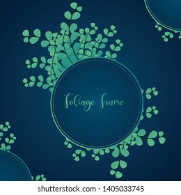 Tropical greenery foliage frame background. Frame background with tropical foliage ornament