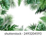 Tropical Greenery Frame with Blank Center. Vector illustration design.