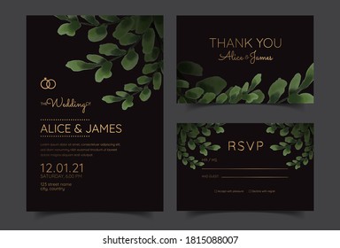 Tropical Greenery Wedding Invitation Printable, Summer Beach Wedding Invite Hawaii Destination Wedding Invitation set geometric palm leaves
