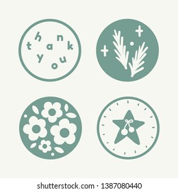 Tropical greetings sticker label vector collection