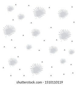 tropical grey silver  leaves pattern modern color. Fashionable design on a white background. For textiles, fabrics, packaging, boxes, cardboard, wrapping paper.
Hand drawn cartoon style. Vector