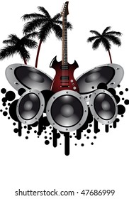 Tropical grunge music background with copy space