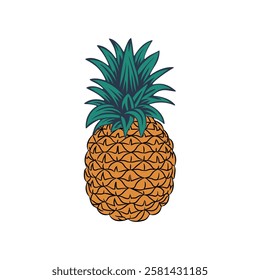 Tropical hand draw Pineapple fruit cartoon design isolated white background 
