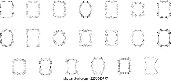Marcos florales trópicos dibujados a mano. Conjunto de esquema. Ilustración de follaje de la jungla. Conjunto floral. Dibujo manual. Colección aislada de vectores. Tarjeta de boda natural de primavera. Hoja tropical de verano. Marcos botánicos.
