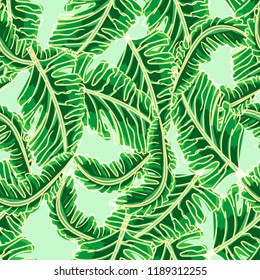 Tropical hand drawn seamless pattern
