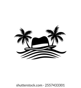 Tropical hat on a beach.