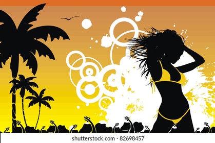 tropical hawaii girl background in vector format