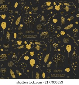 Tropical Hawaii party Birthday seamless vector pattern
