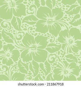 Tropical Hawaiian Hibiscus Floral Seamless Pattern .