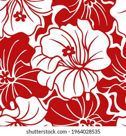 Tropical Hawaiian pattern with repeat with hibiscus