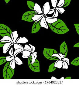 Tropical Hawaiian pattern with repeat with plumeria