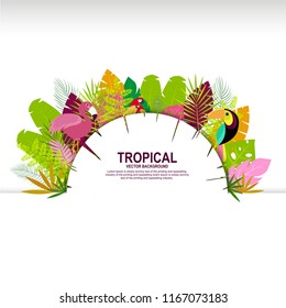 Tropical Hawaiian Summer themed background. Vector Illustration 