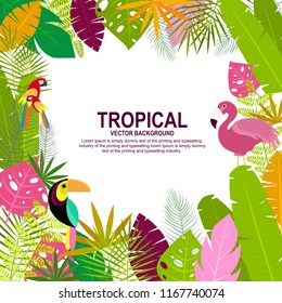 Tropical Hawaiian Summer themed background. Vector Illustration