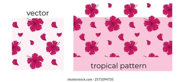 Tropical Hawaiian vintage pattern, hibiscus. Seamless pattern Exotic juggling wallpaper for design, fabric, print, prints