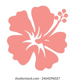 Tropical Hibiscus Flower. Hawaii Bouquet for Summer Sale Banners. Paradise leaf. Exotic Pink flower isolated design on white background. Flat Vector illustration.