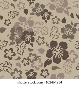 Tropical Hibiscus Flower Pattern (Seamless Repeatable Vector)