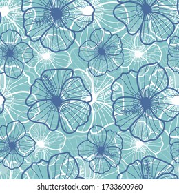 Tropical hibiscus flower. Vector repeat pattern. Great for beach, home decor, wrapping, wallpaper, fashion.