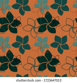 Tropical hibiscus flowers seamless pattern. Hand drawn illustration for design fabric, package, covers, backgrounds, wrapping paper