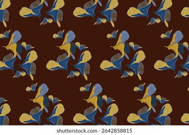 Tropical Hibiscus  Luxe Frames Seamless Pattern 