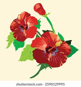 Tropical Hibiscus  Vector – Clean and Smooth Floral Cutout