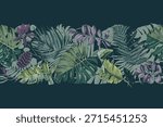 Tropical horizontal vector seamless border