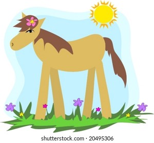 Tropical Horse and Sun Vector