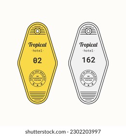 Tropical Hotel Keychain Vector Template