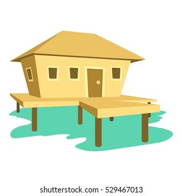 Tropical house icon. Cartoon illustration of tropical house vector icon for web