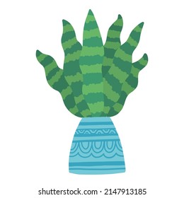 Tropical house plant pot. Ficus, monstera, protea, pellaea, succulent in various pot, vase. Scandinavian cozy home decor. Flat vector cartoon illustration isolated on white background.