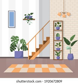 Tropical Houseplant Green Decorative Plant Interior House Illustration