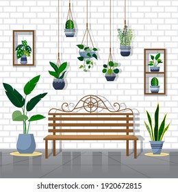 Tropical Houseplant Green Decorative Plant Interior House Illustration